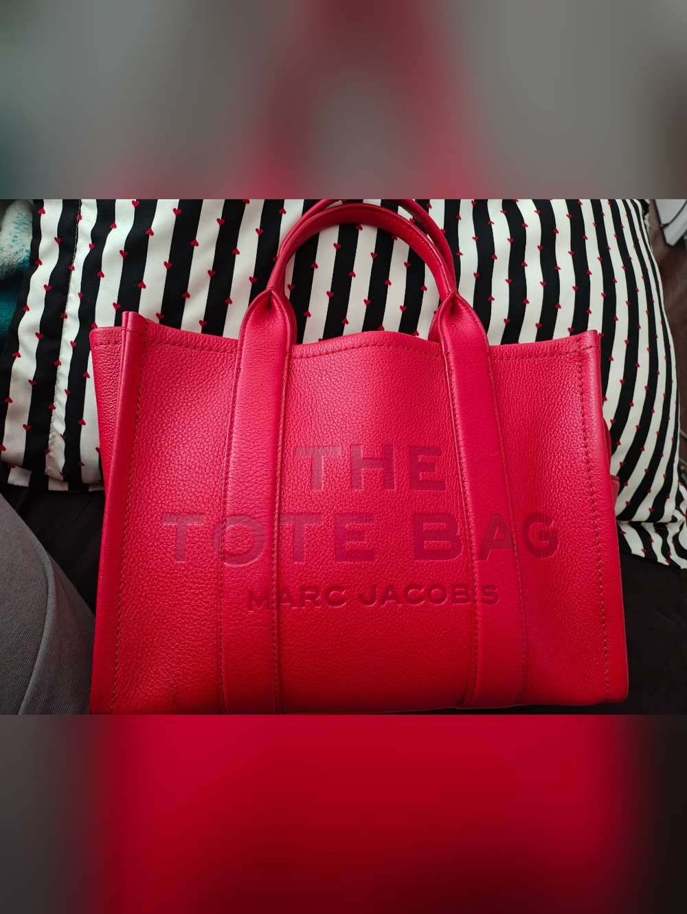 Marc Jacobs Pebbled Leather Tote in Red